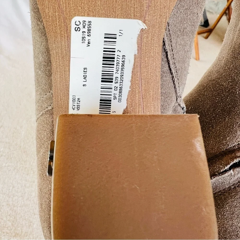 SAM EDELMAN BURNISHED SUEDE WESTERN ANKLE BOOTIES MUSHROOM TAUPE SIZE 9 NWT